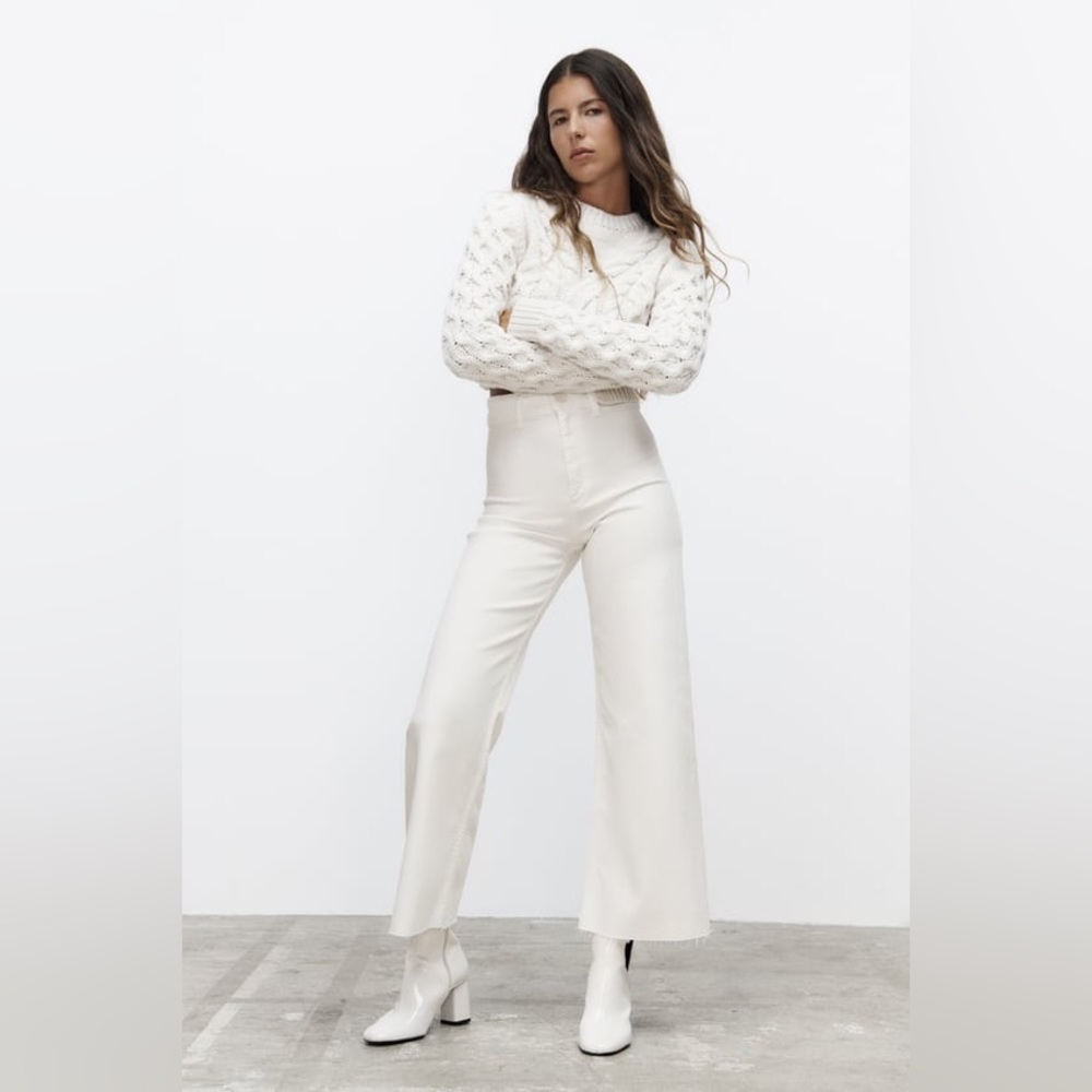 Zara ecru marine straight leg jeans